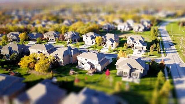 Rows of miniature houses.